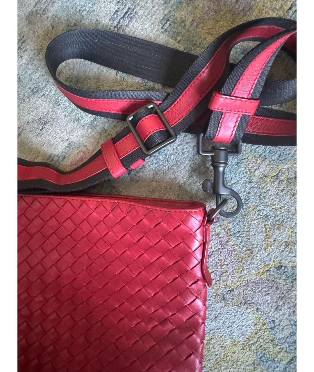 BOTTEGA VENETA Красная кожаная сумка на плечо, фото 6