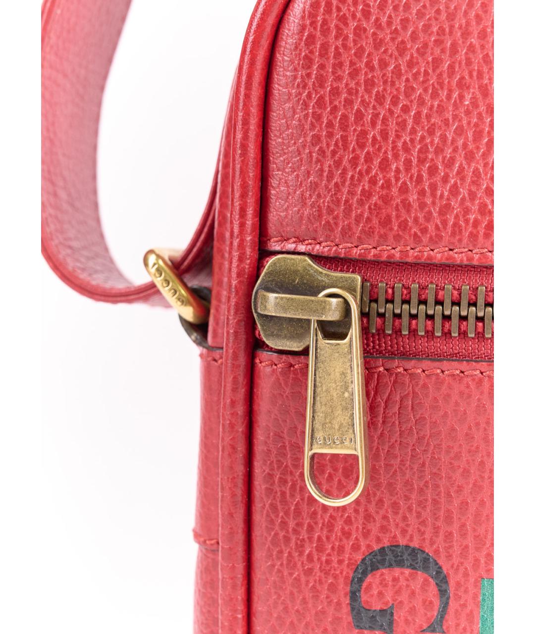 GUCCI Красная кожаная сумка через плечо, фото 6