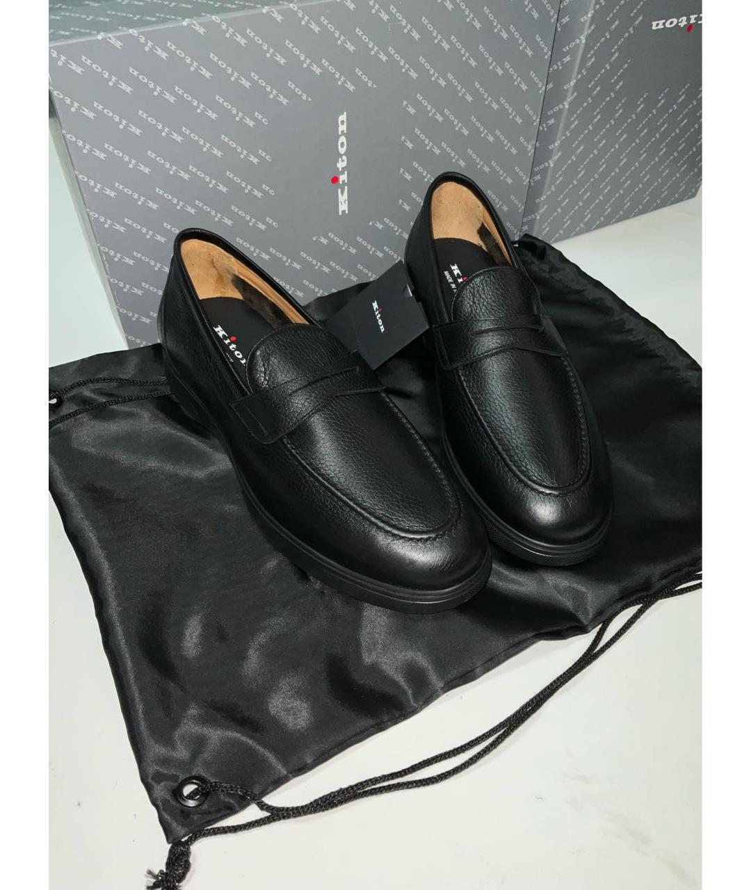 KITON Черные кожаные лоферы, фото 2