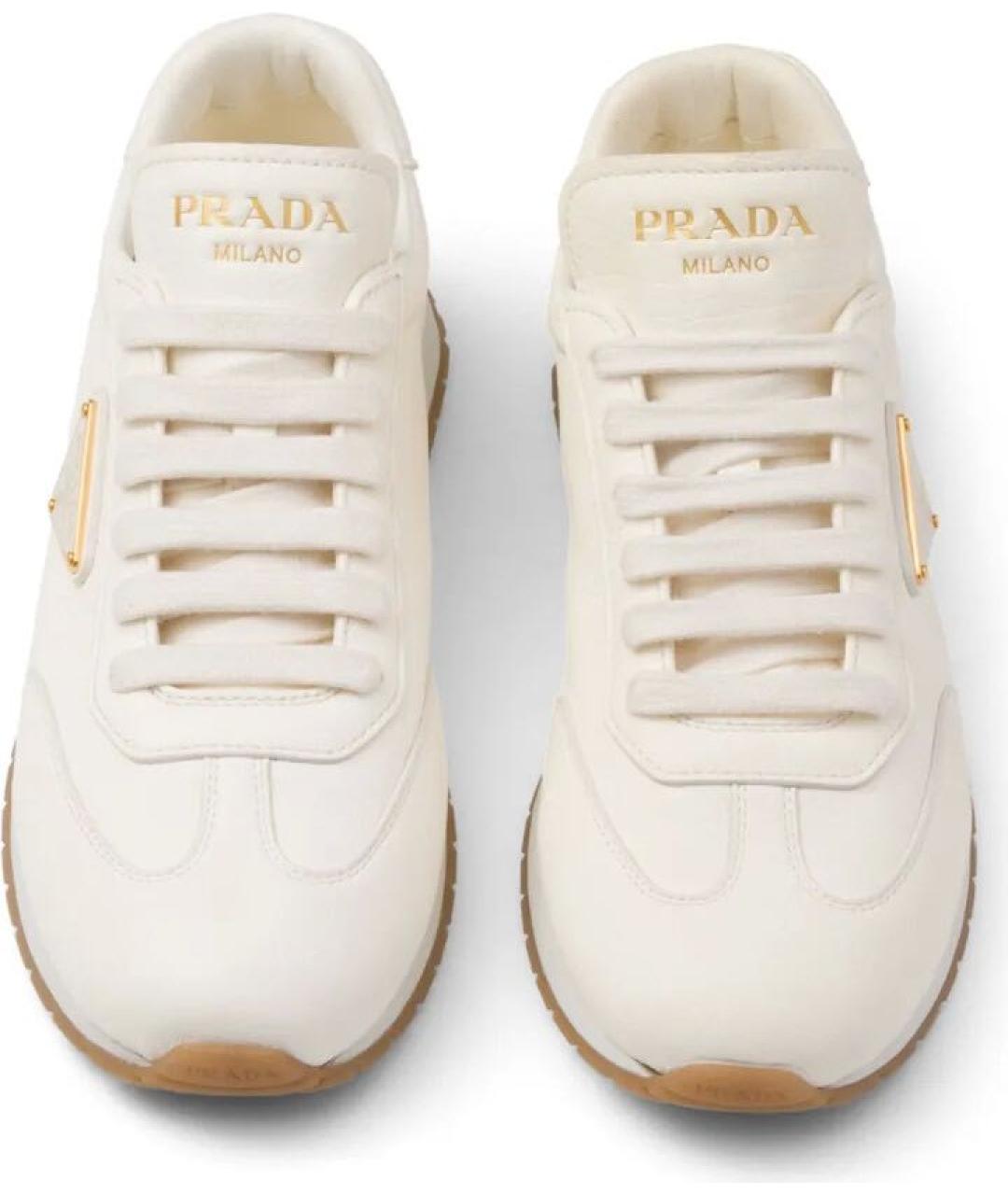 PRADA Белые кожаные кроссовки, фото 3