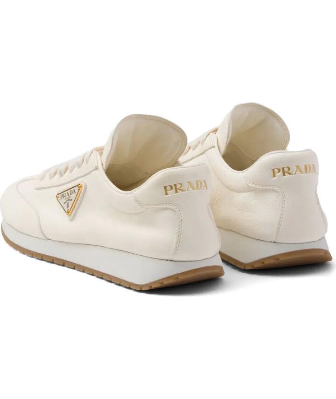 PRADA Белые кожаные кроссовки, фото 2