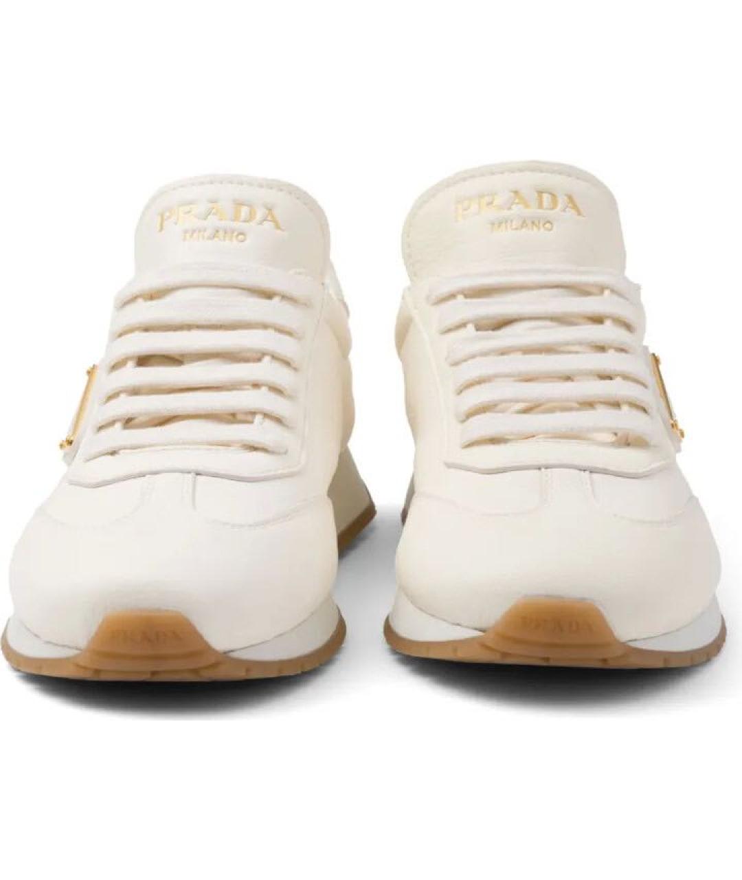 PRADA Белые кожаные кроссовки, фото 4