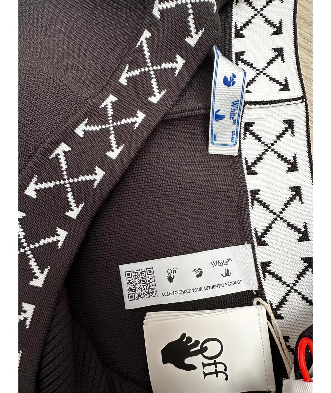 OFF-WHITE Черные вискозные прямые брюки, фото 3