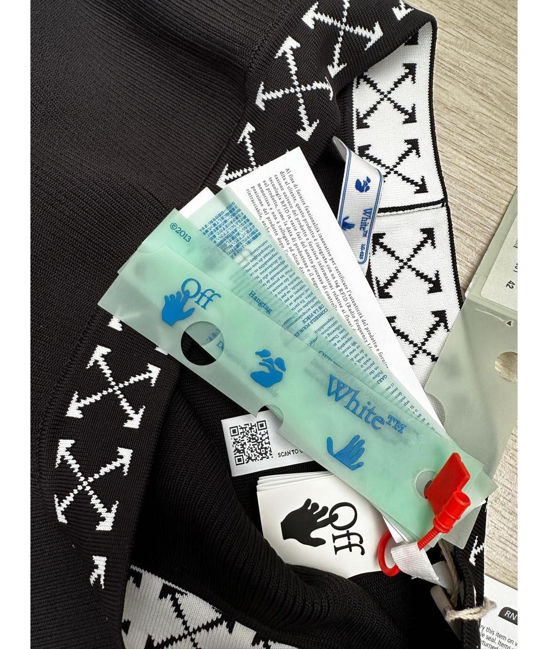 OFF-WHITE Черные вискозные прямые брюки, фото 4