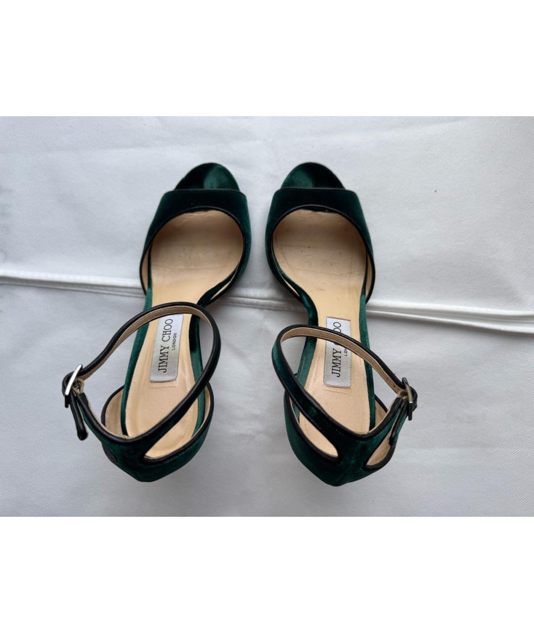 JIMMY CHOO Зеленые бархатные босоножки, фото 3