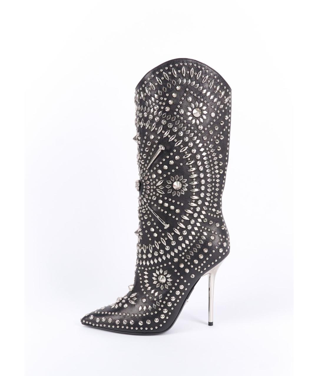 VERSACE Черные кожаные сапоги, фото 6