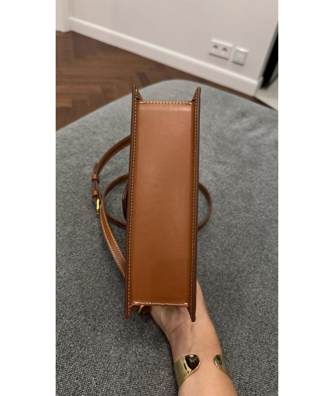 JACQUEMUS Коричневая кожаная сумка с короткими ручками, фото 6