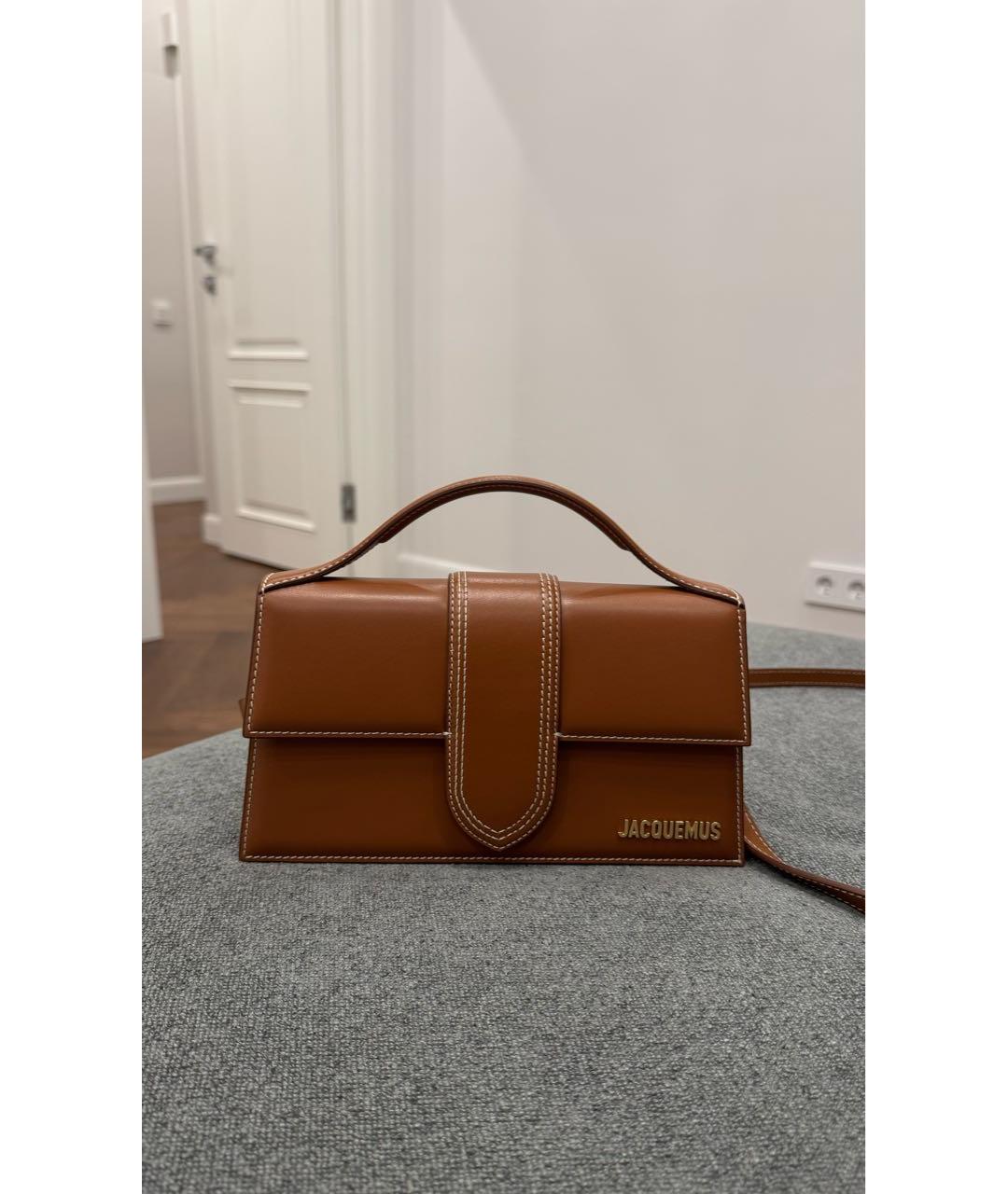 JACQUEMUS Коричневая кожаная сумка с короткими ручками, фото 9