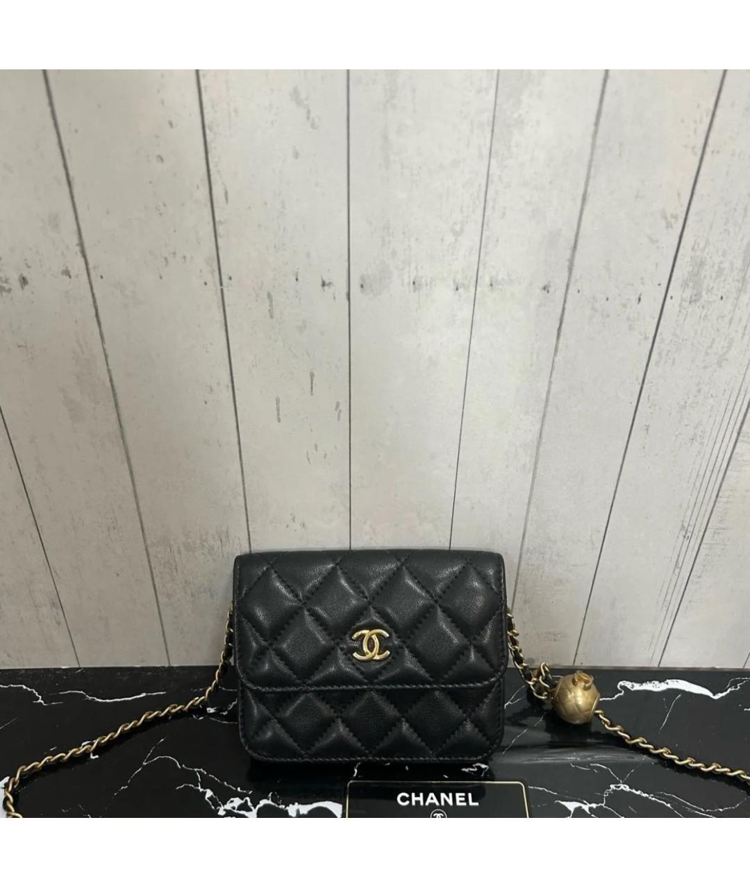 CHANEL Черная кожаная сумка через плечо, фото 6