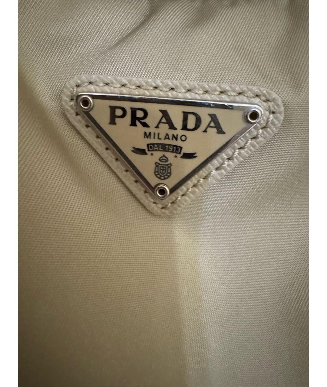 PRADA Бежевая тканевая сумка с короткими ручками, фото 5