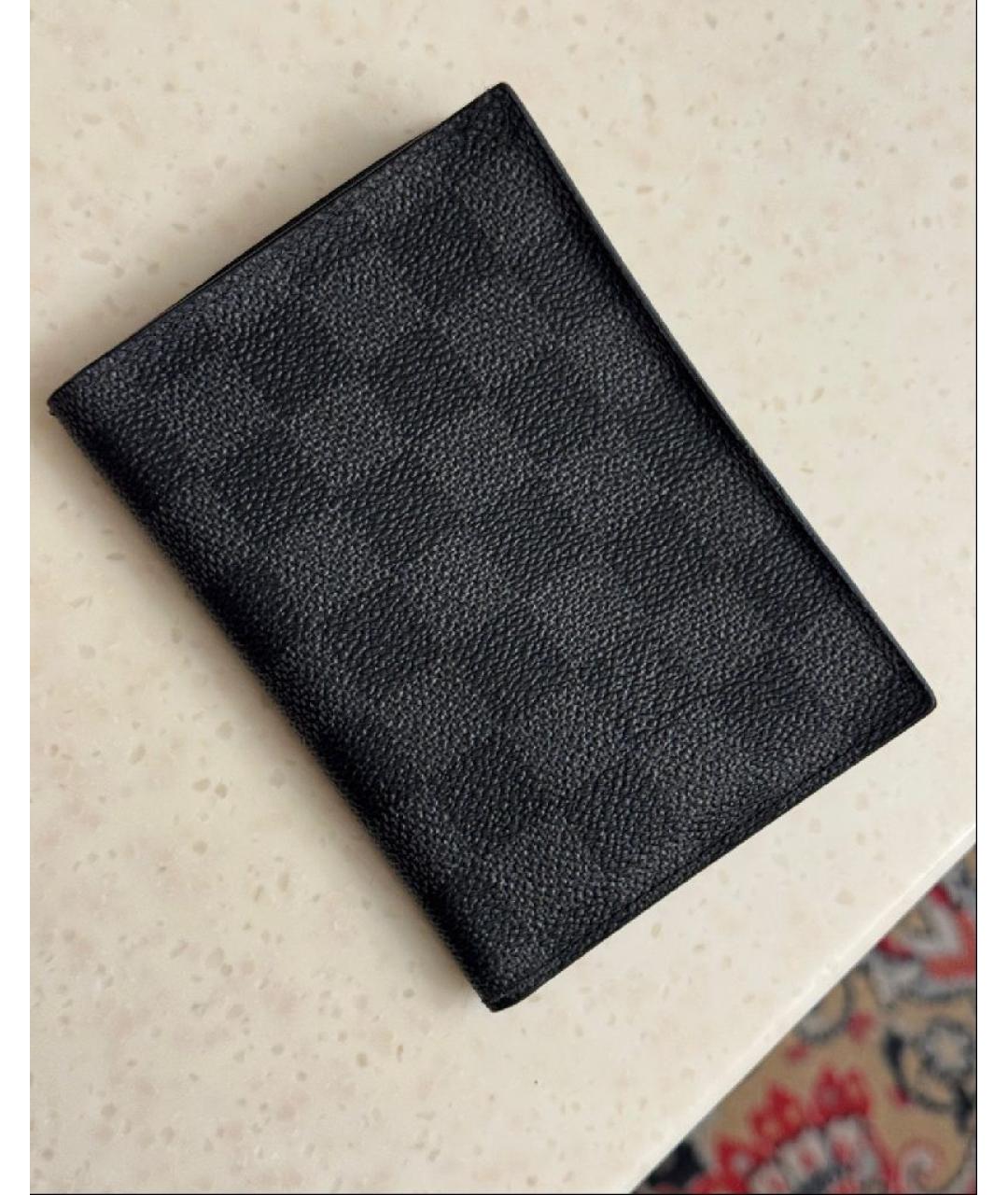 LOUIS VUITTON Черный кожаный кардхолдер, фото 8