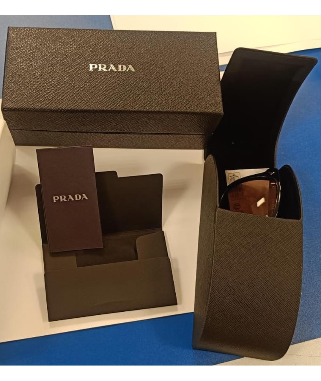 PRADA Черные пластиковые солнцезащитные очки, фото 4