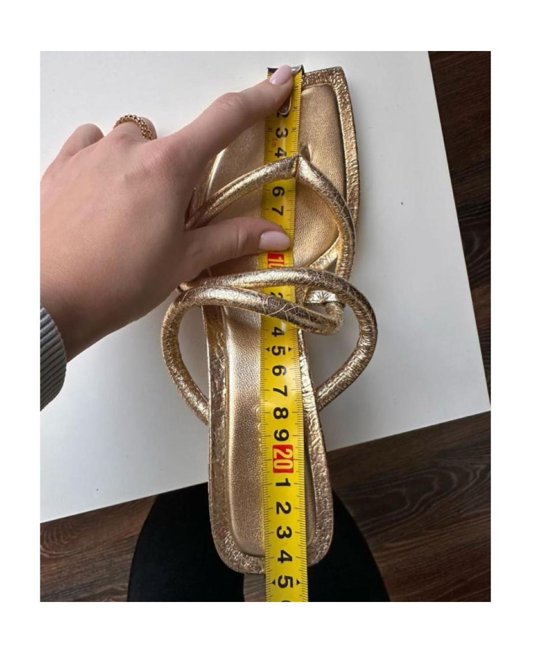 JIMMY CHOO Золотые кожаные босоножки, фото 7