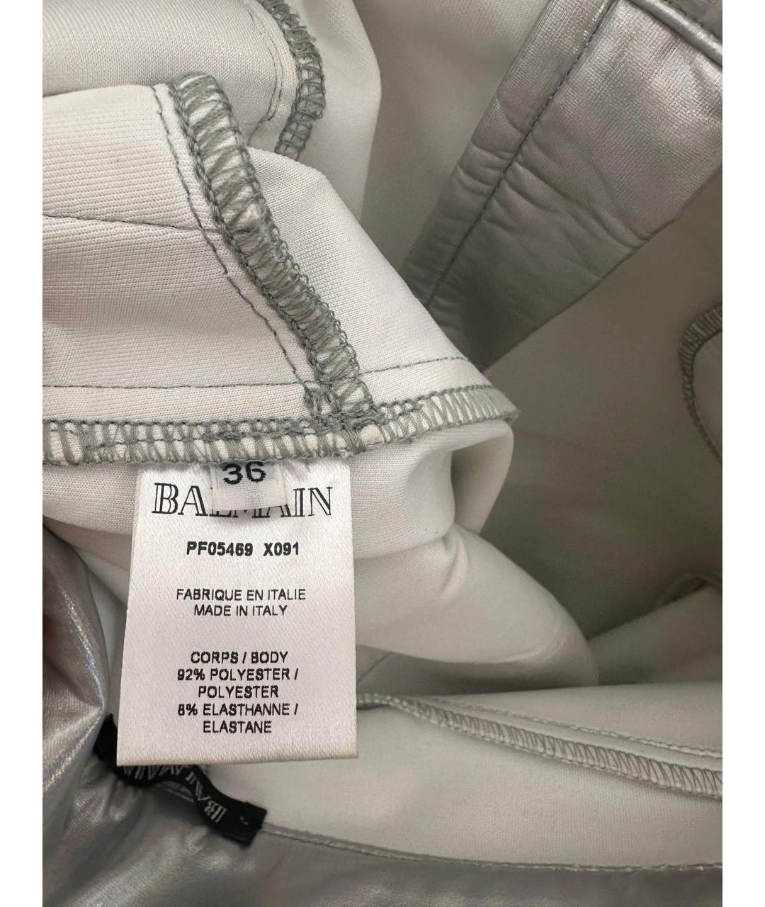 BALMAIN Серебряные полиэстеровые брюки узкие, фото 4