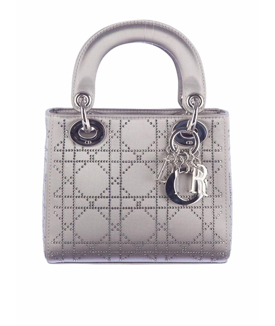 CHRISTIAN DIOR Серая шелковая сумка с короткими ручками, фото 1