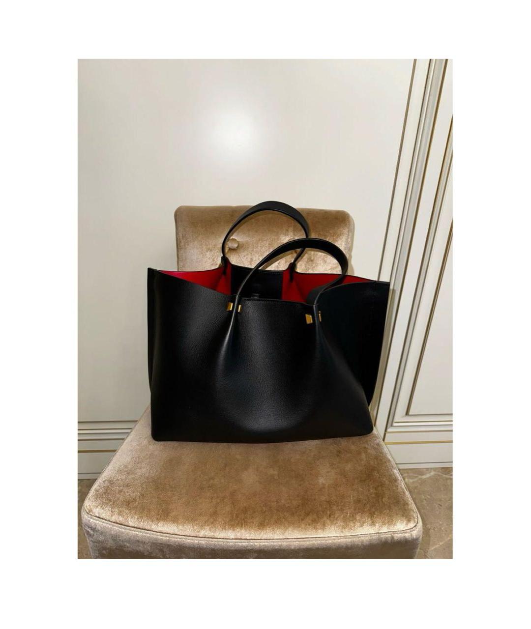 VALENTINO Черная кожаная сумка тоут, фото 3