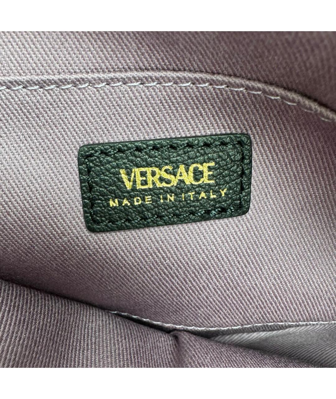VERSACE Черная кожаная сумка с короткими ручками, фото 6