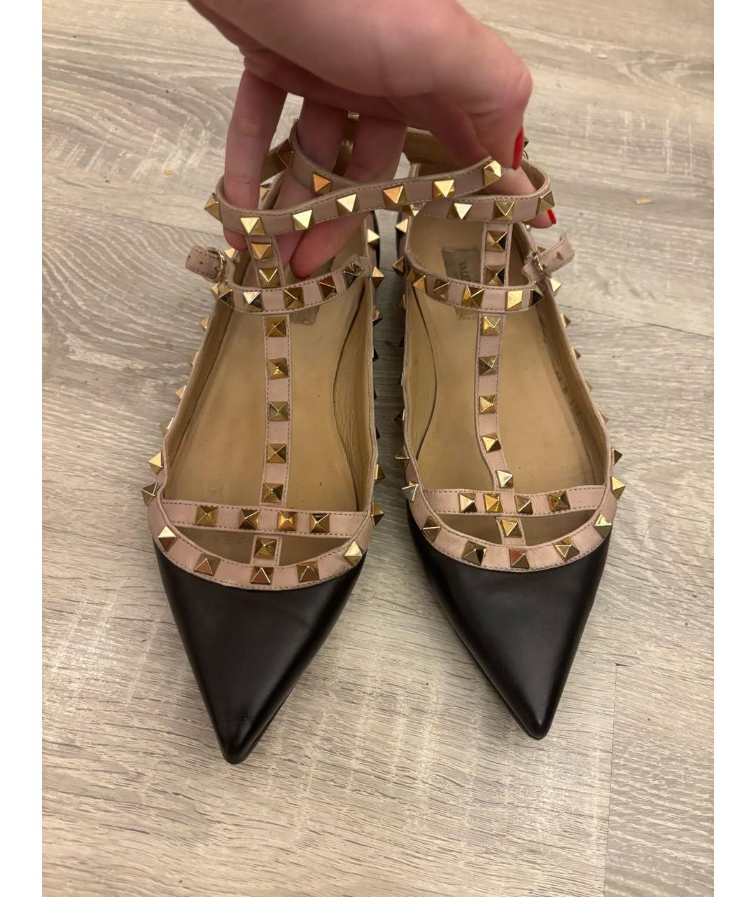 VALENTINO Черные кожаные балетки, фото 2