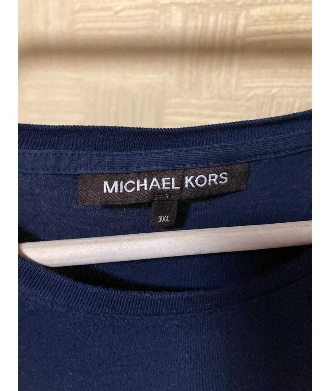MICHAEL KORS Темно-синяя хлопковая футболка, фото 4