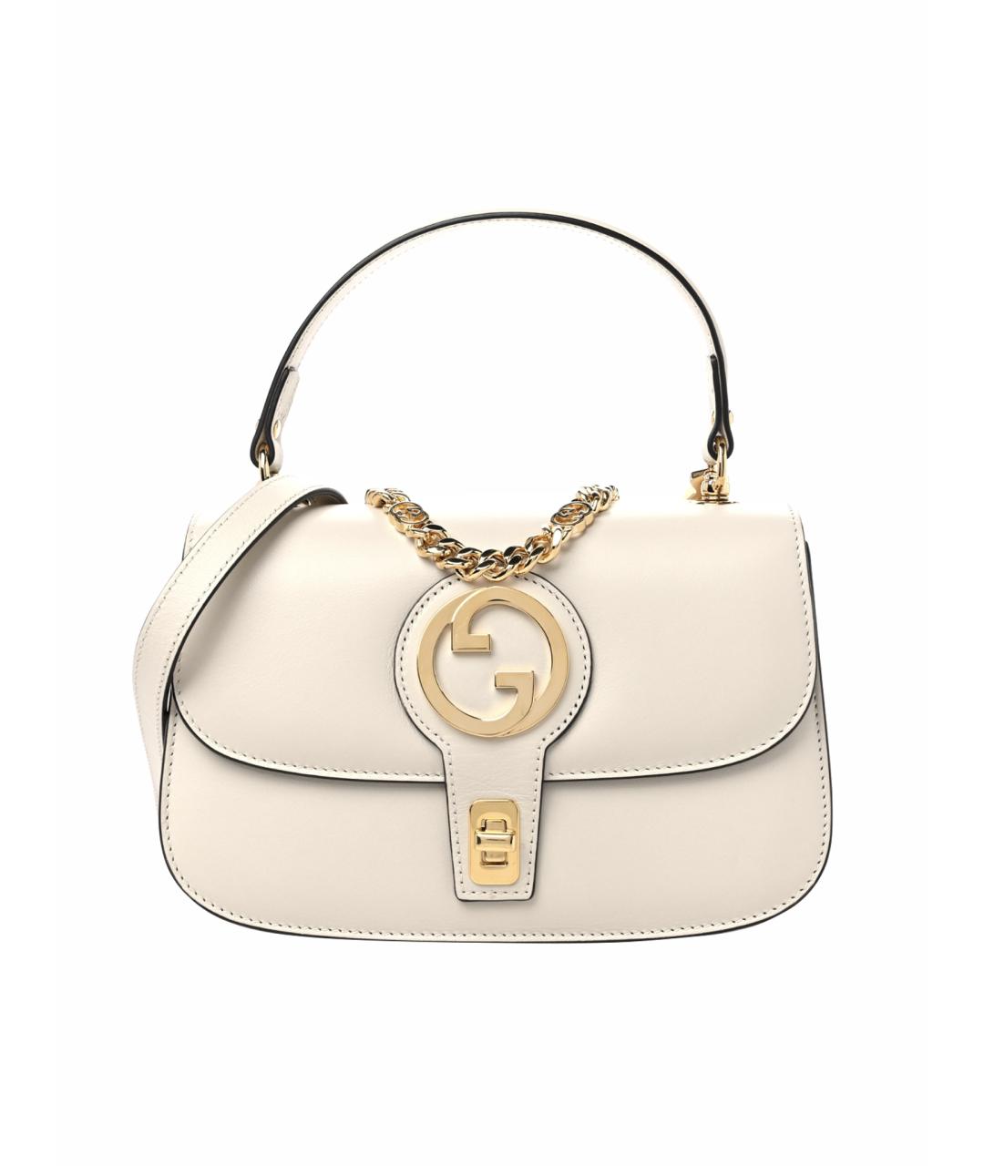 GUCCI Белая кожаная сумка с короткими ручками, фото 1