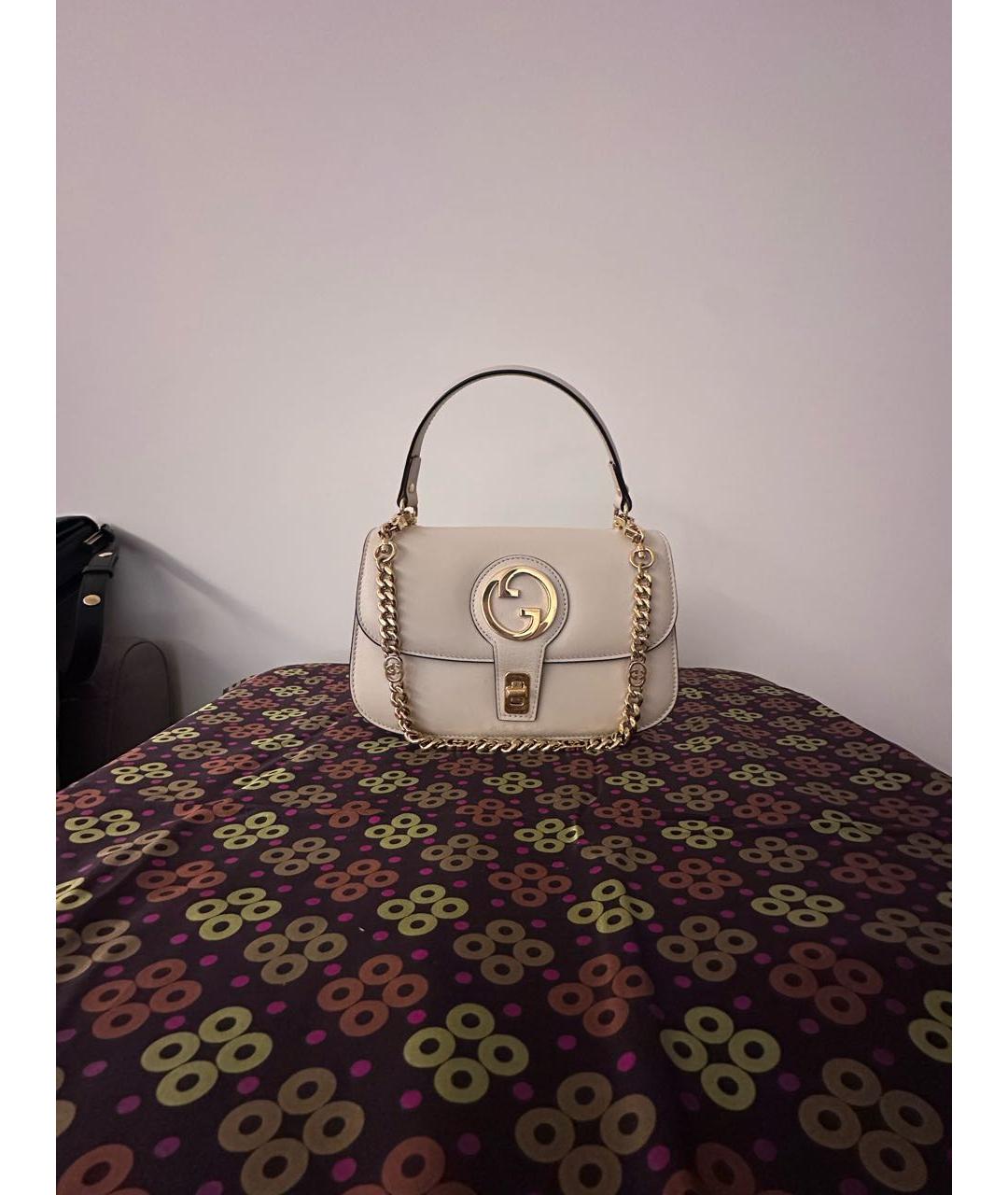 GUCCI Белая кожаная сумка с короткими ручками, фото 2