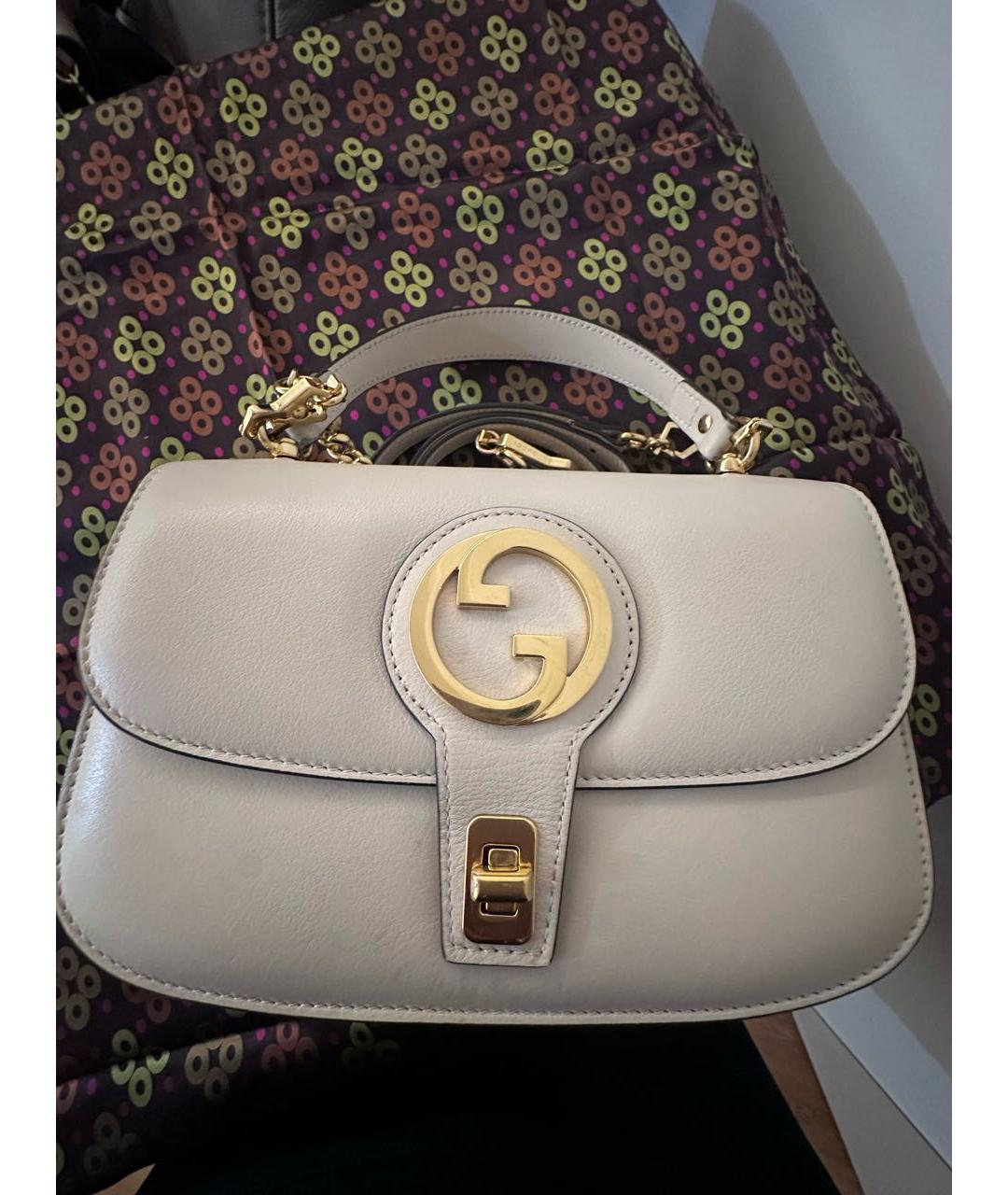 GUCCI Белая кожаная сумка с короткими ручками, фото 6