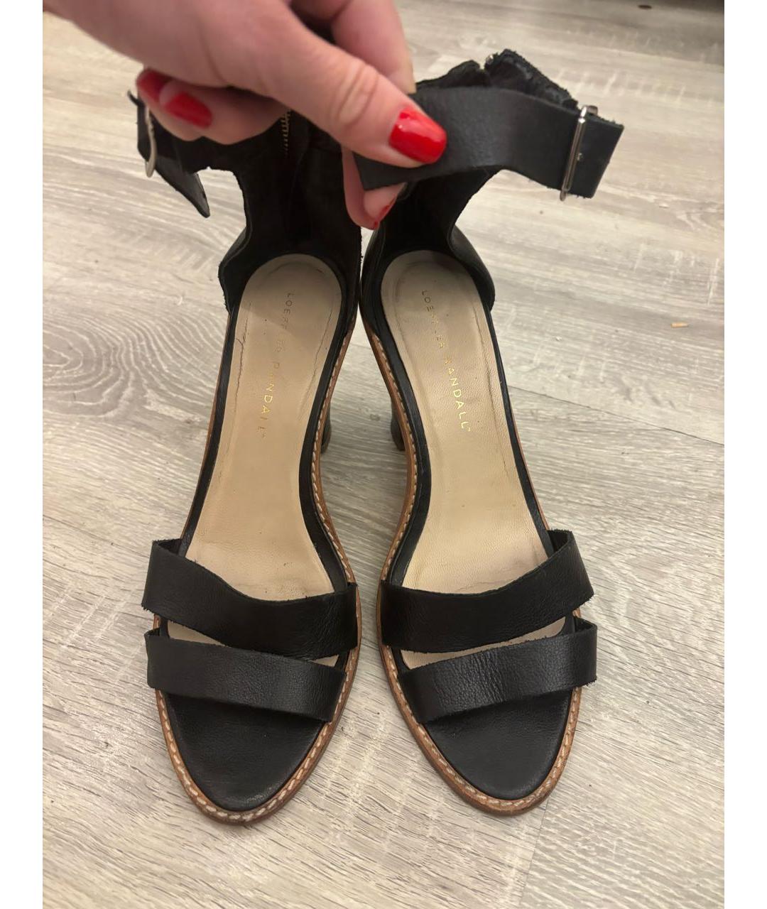 LOEFFLER RANDALL Черные кожаные босоножки, фото 2