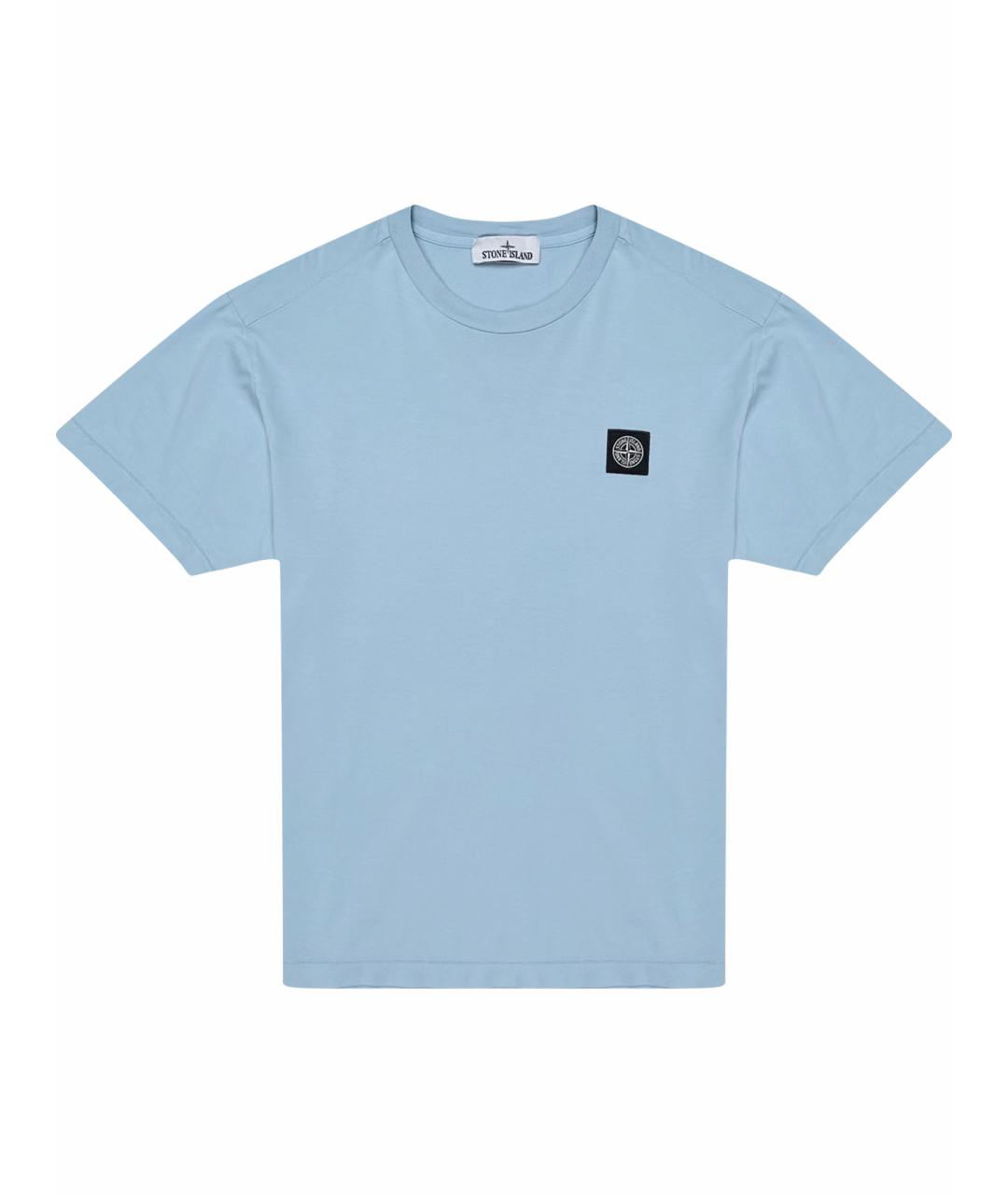 STONE ISLAND Голубая хлопковая футболка, фото 1
