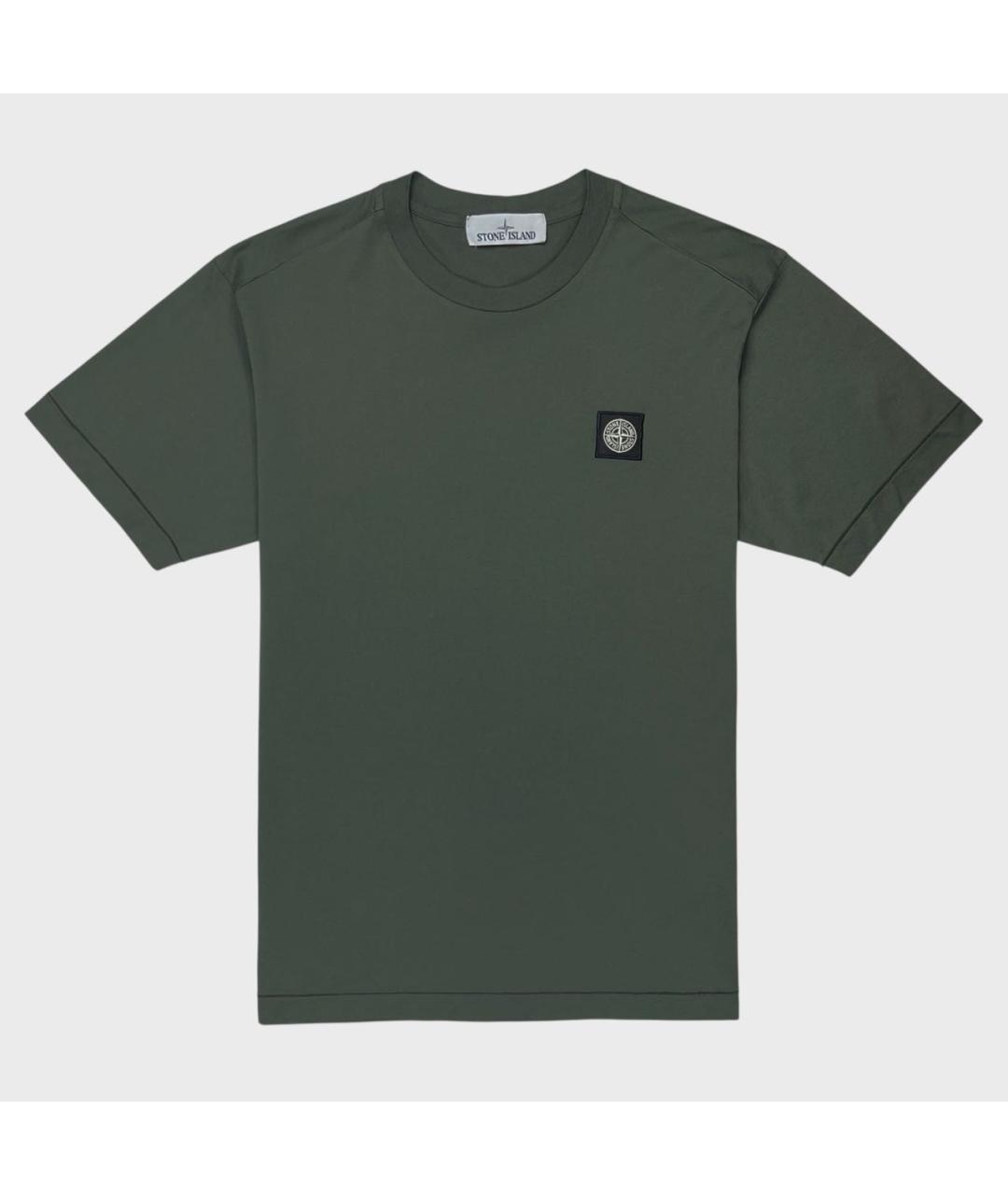 STONE ISLAND Хаки хлопковая футболка, фото 5