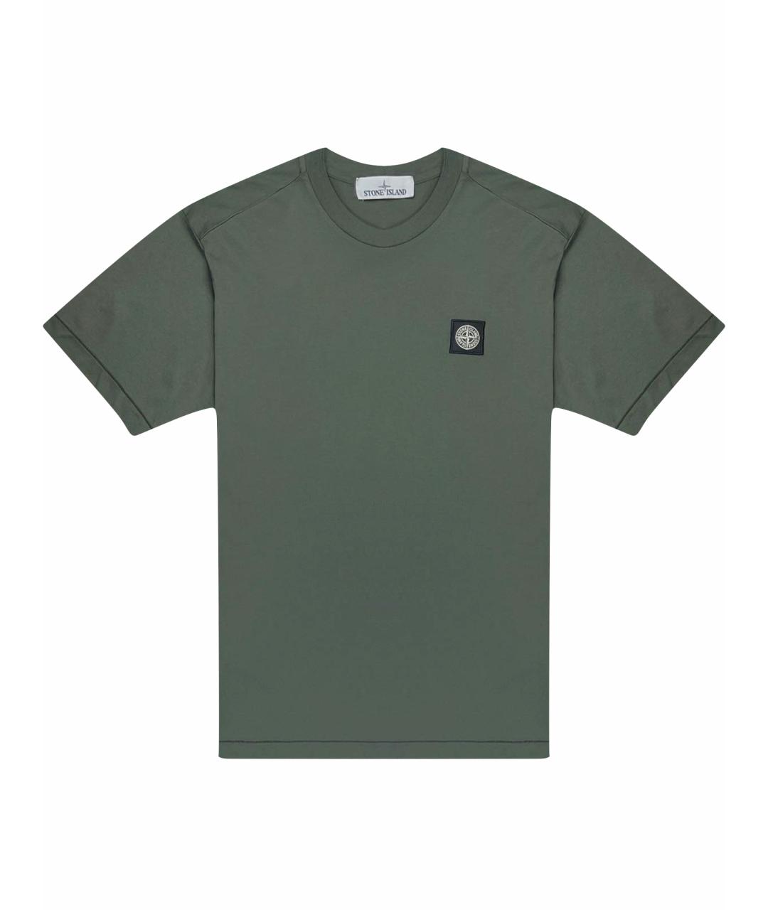 STONE ISLAND Хаки хлопковая футболка, фото 1