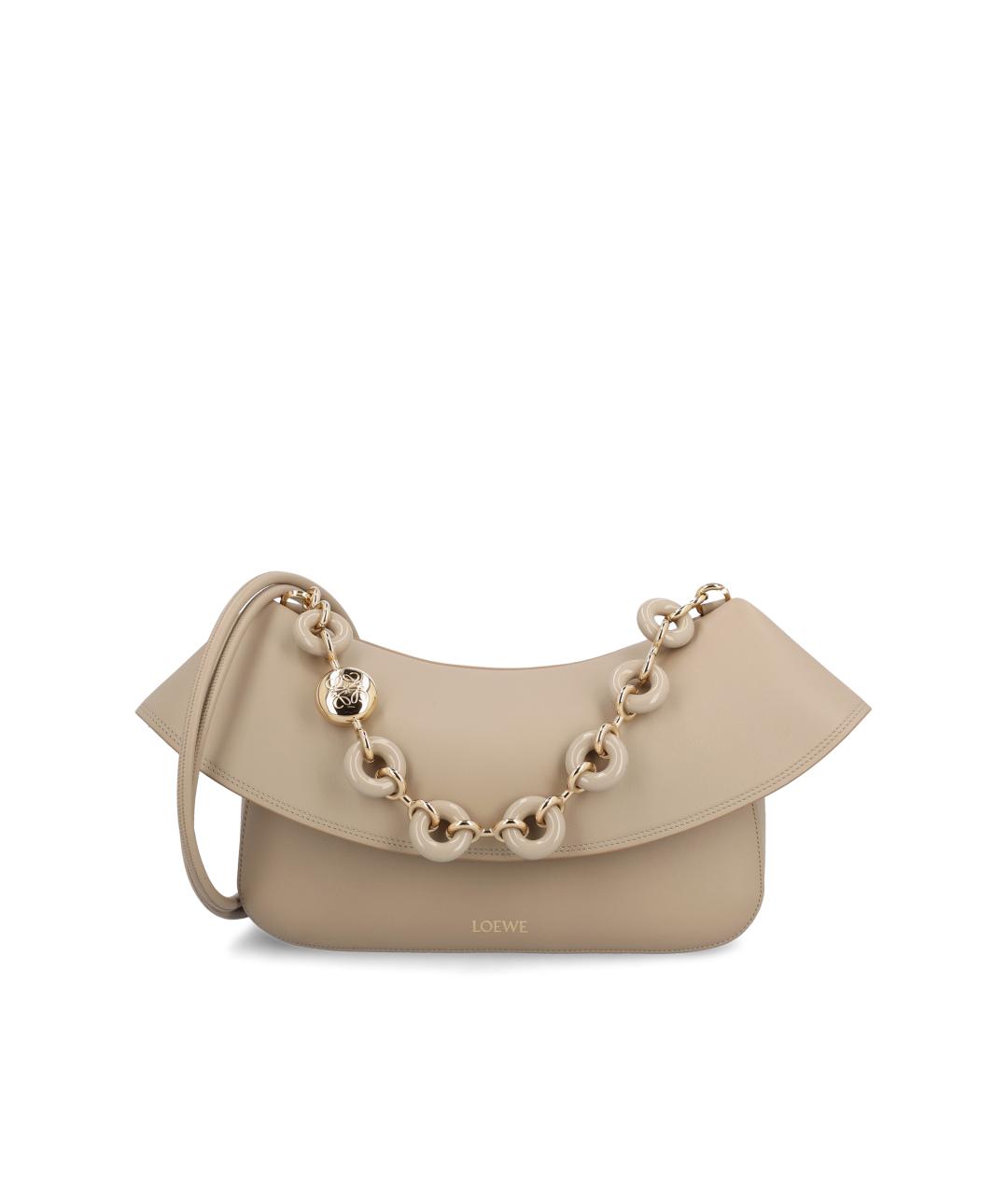 LOEWE Бежевая кожаная сумка через плечо, фото 5