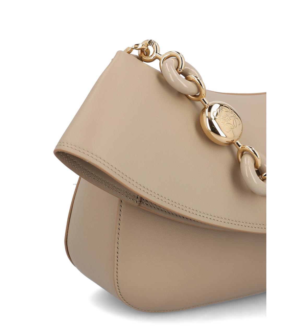 LOEWE Бежевая кожаная сумка через плечо, фото 3