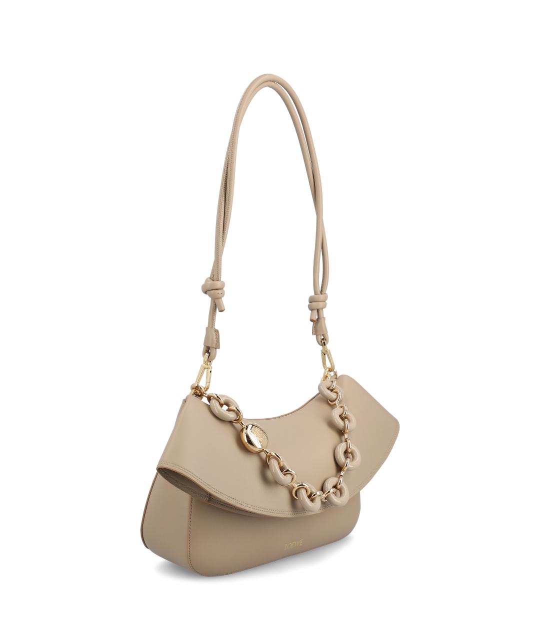 LOEWE Бежевая кожаная сумка через плечо, фото 2