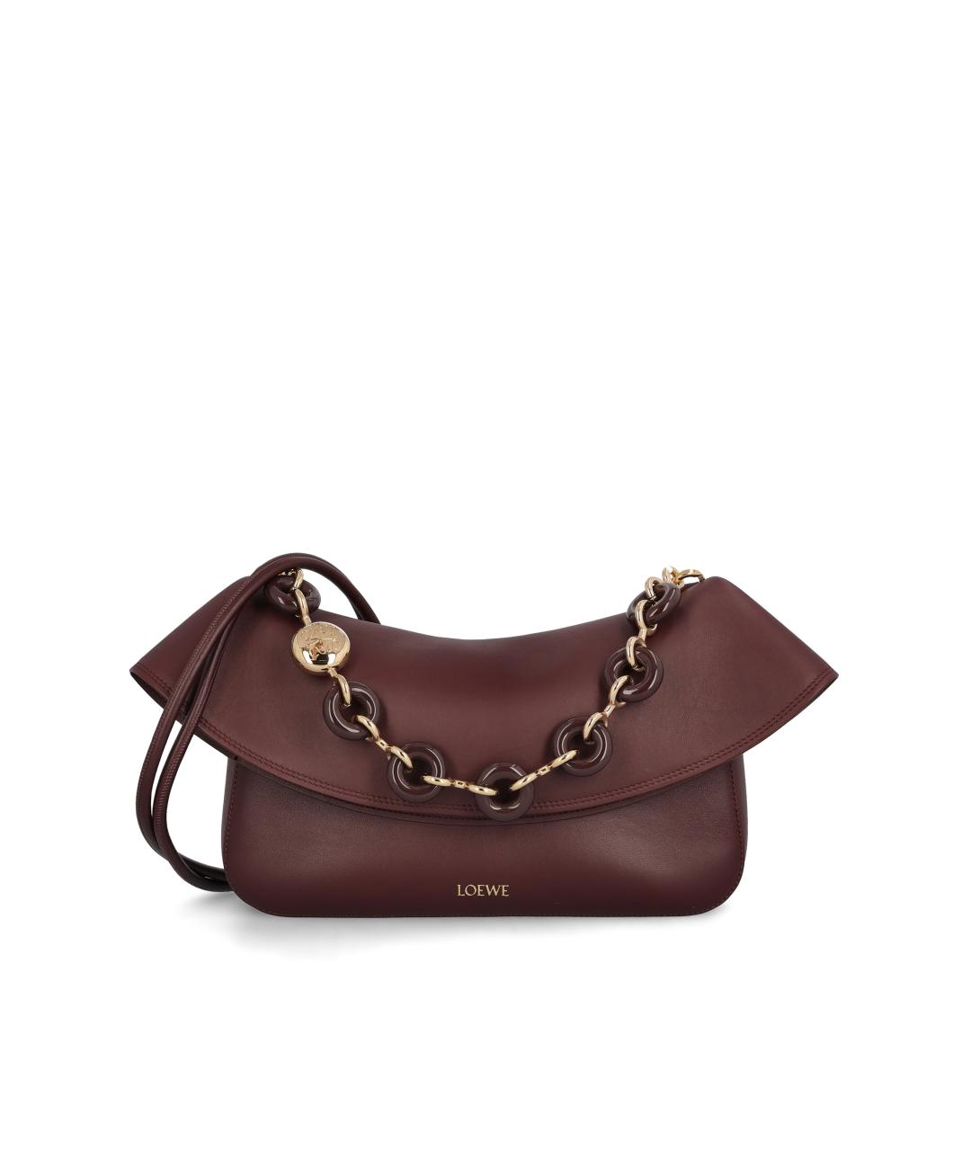 LOEWE Бордовая кожаная сумка через плечо, фото 5
