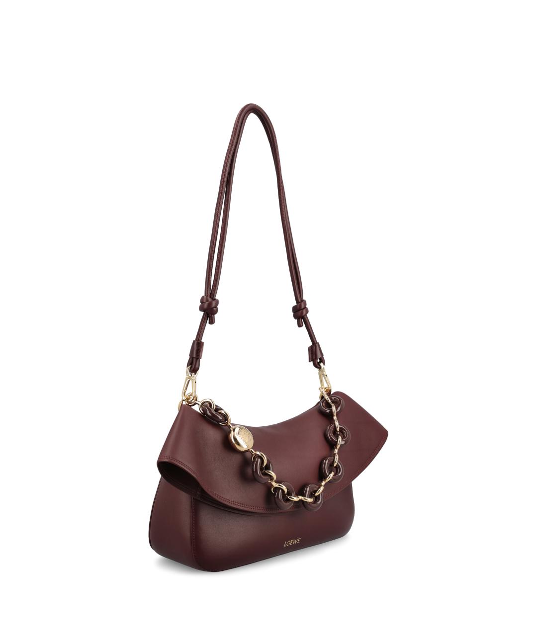 LOEWE Бордовая кожаная сумка через плечо, фото 2