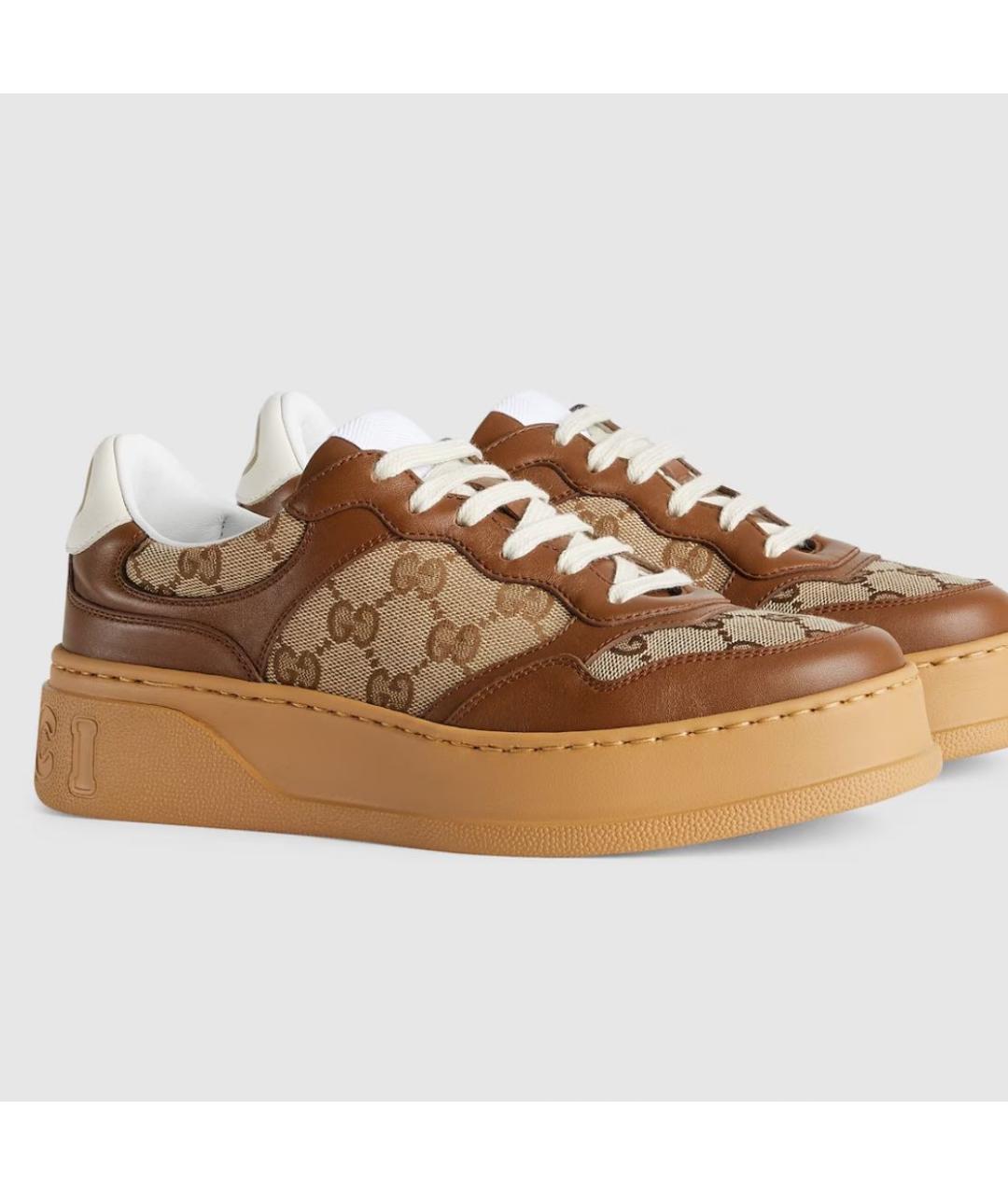 GUCCI Коричневые кожаные кроссовки, фото 5