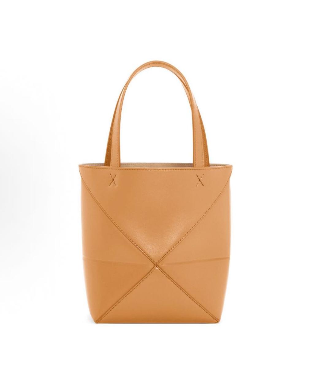 LOEWE Горчичная кожаная сумка с короткими ручками, фото 5