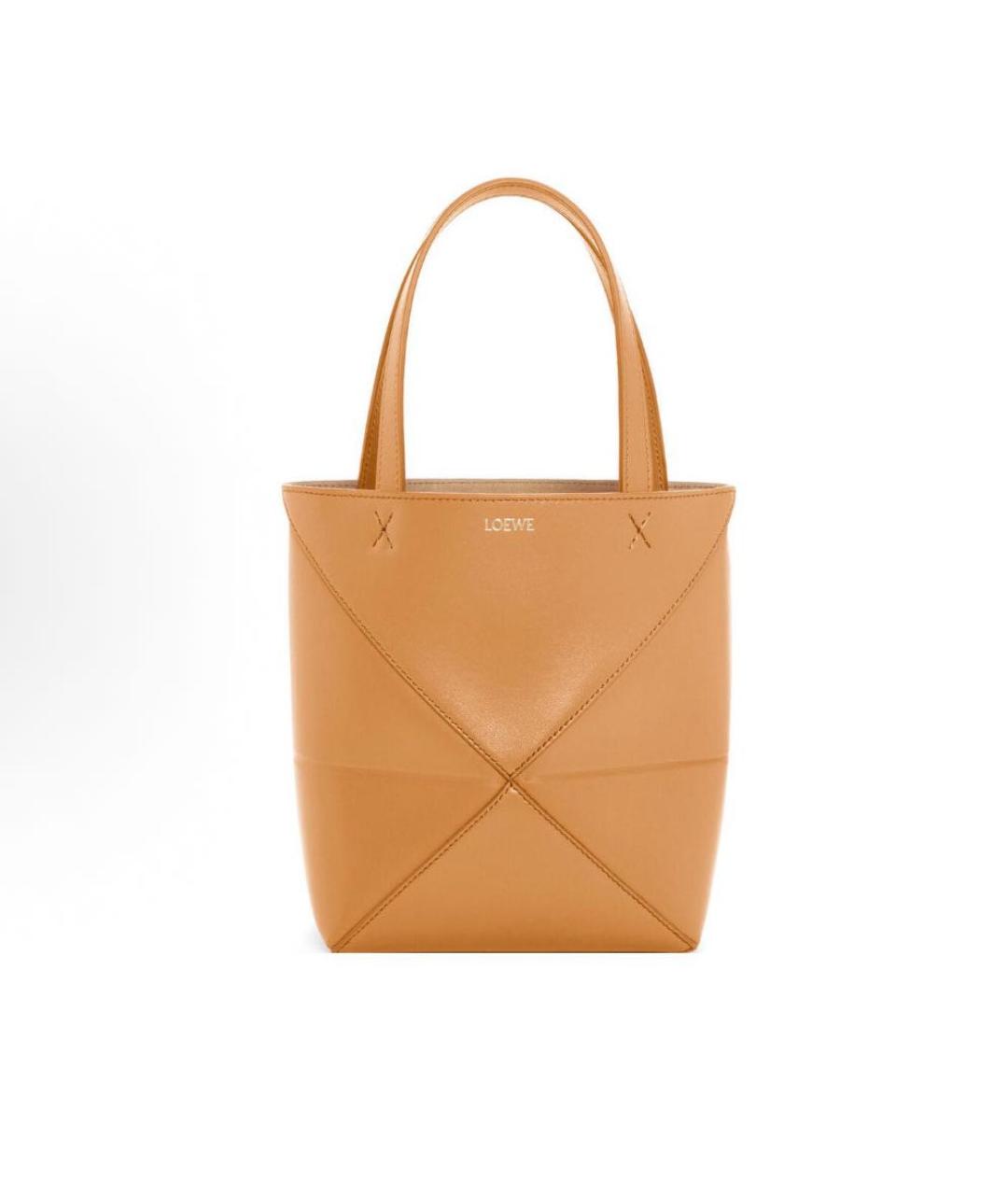 LOEWE Горчичная кожаная сумка с короткими ручками, фото 9