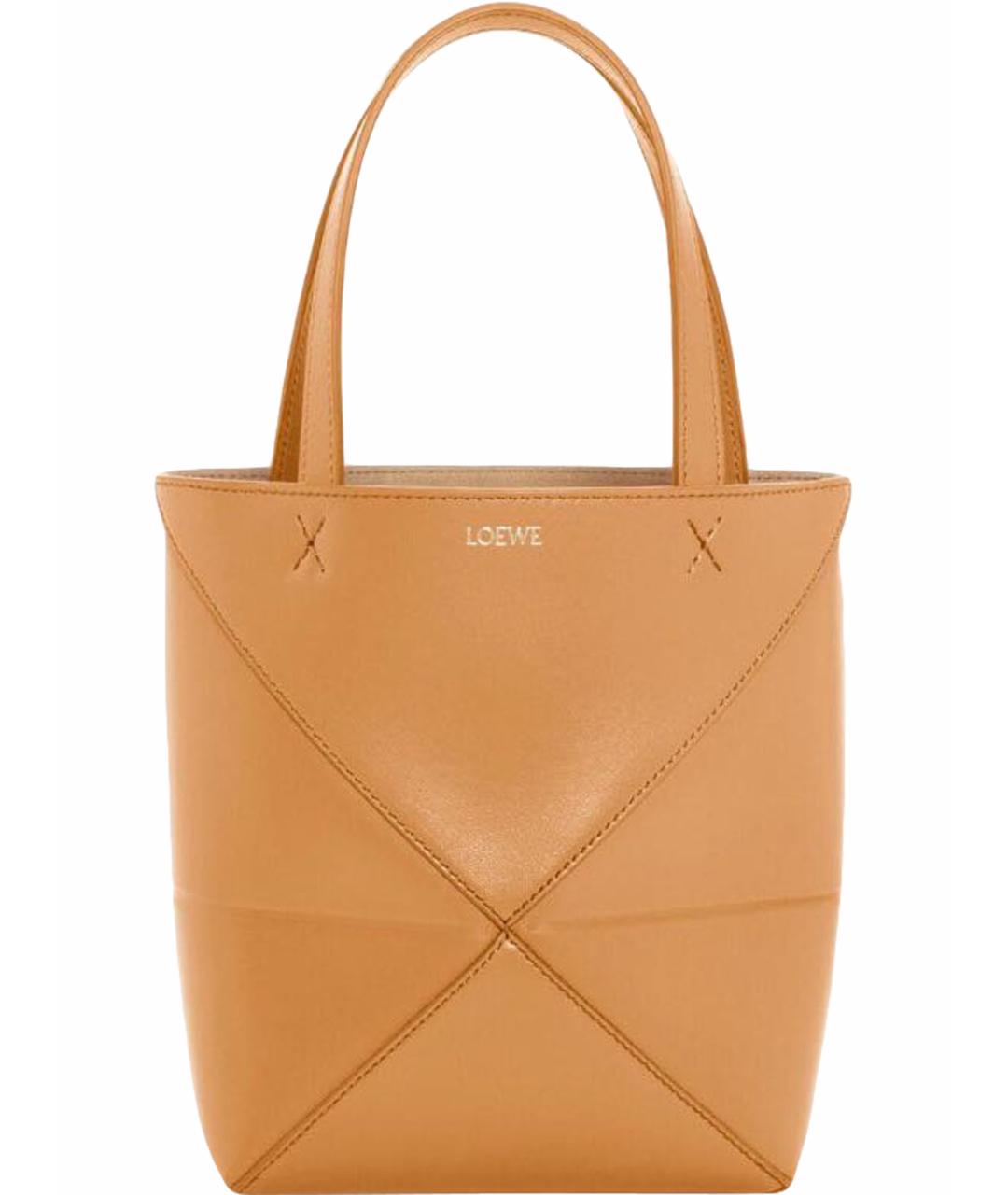 LOEWE Горчичная кожаная сумка с короткими ручками, фото 1
