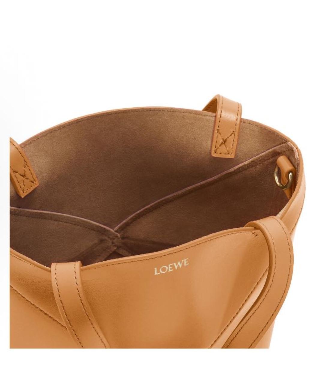 LOEWE Горчичная кожаная сумка с короткими ручками, фото 6