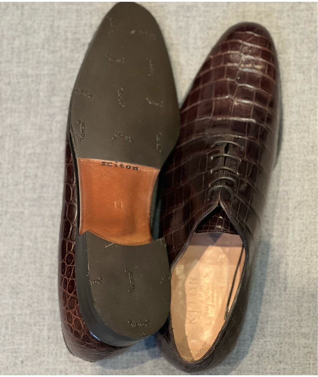 KITON Коричневые туфли из экзотической кожи, фото 5