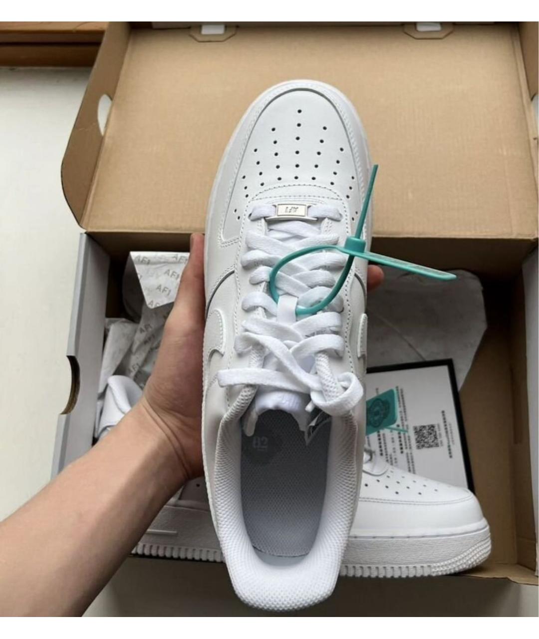 NIKE Белые кожаные низкие кроссовки / кеды, фото 4