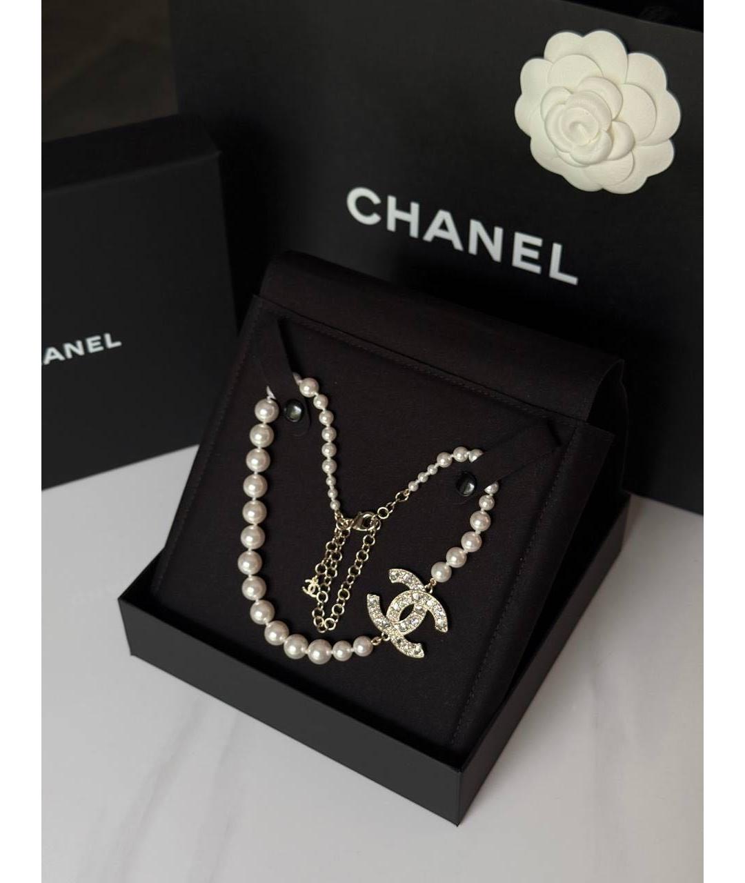 CHANEL Белое жемчужное колье, фото 4