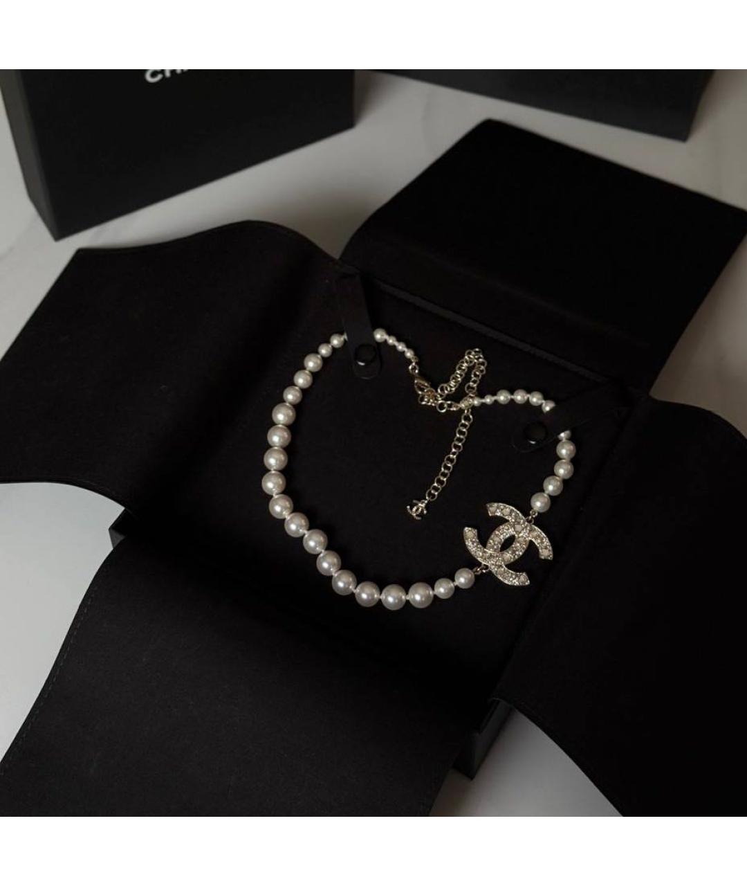 CHANEL Белое жемчужное колье, фото 2