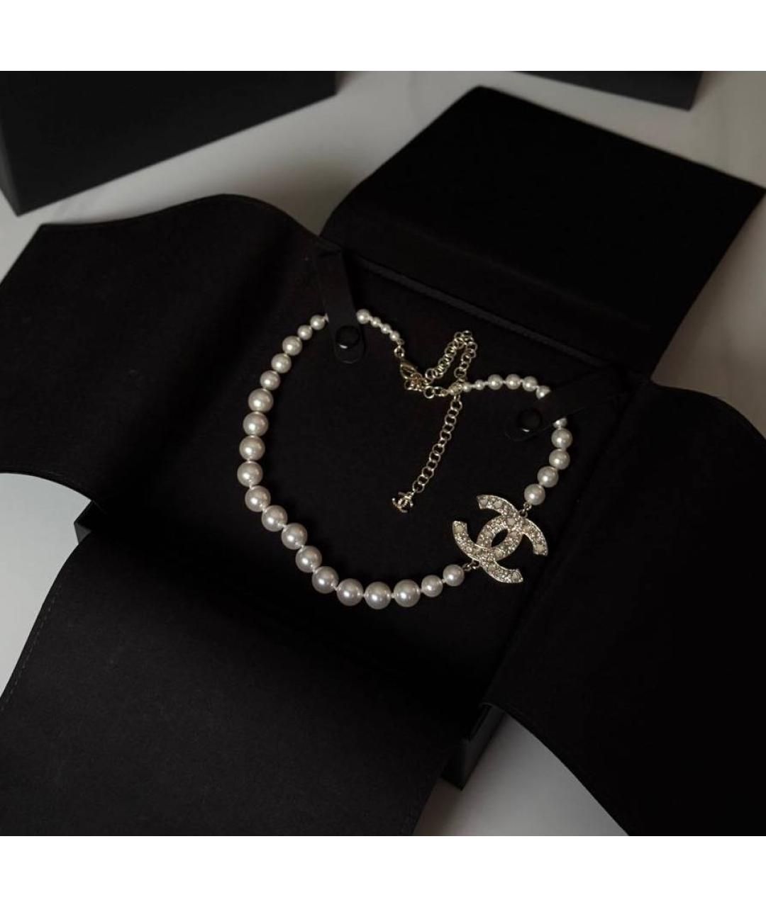 CHANEL Белое жемчужное колье, фото 5