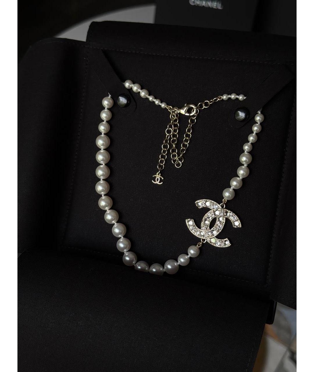 CHANEL Белое жемчужное колье, фото 3