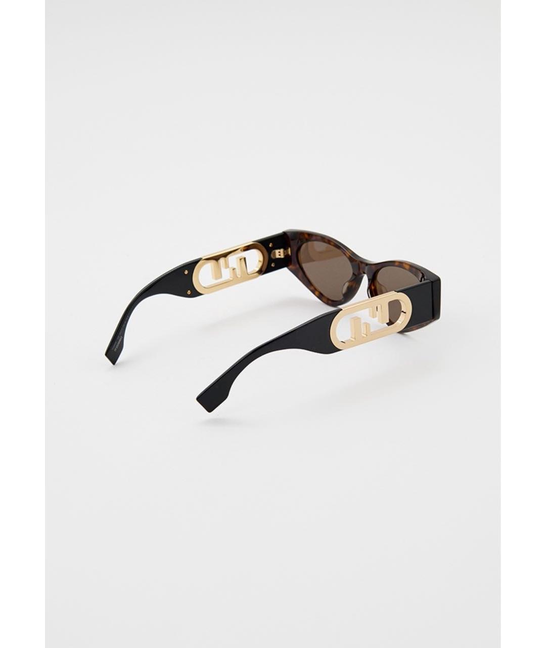 FENDI Черные пластиковые солнцезащитные очки, фото 2