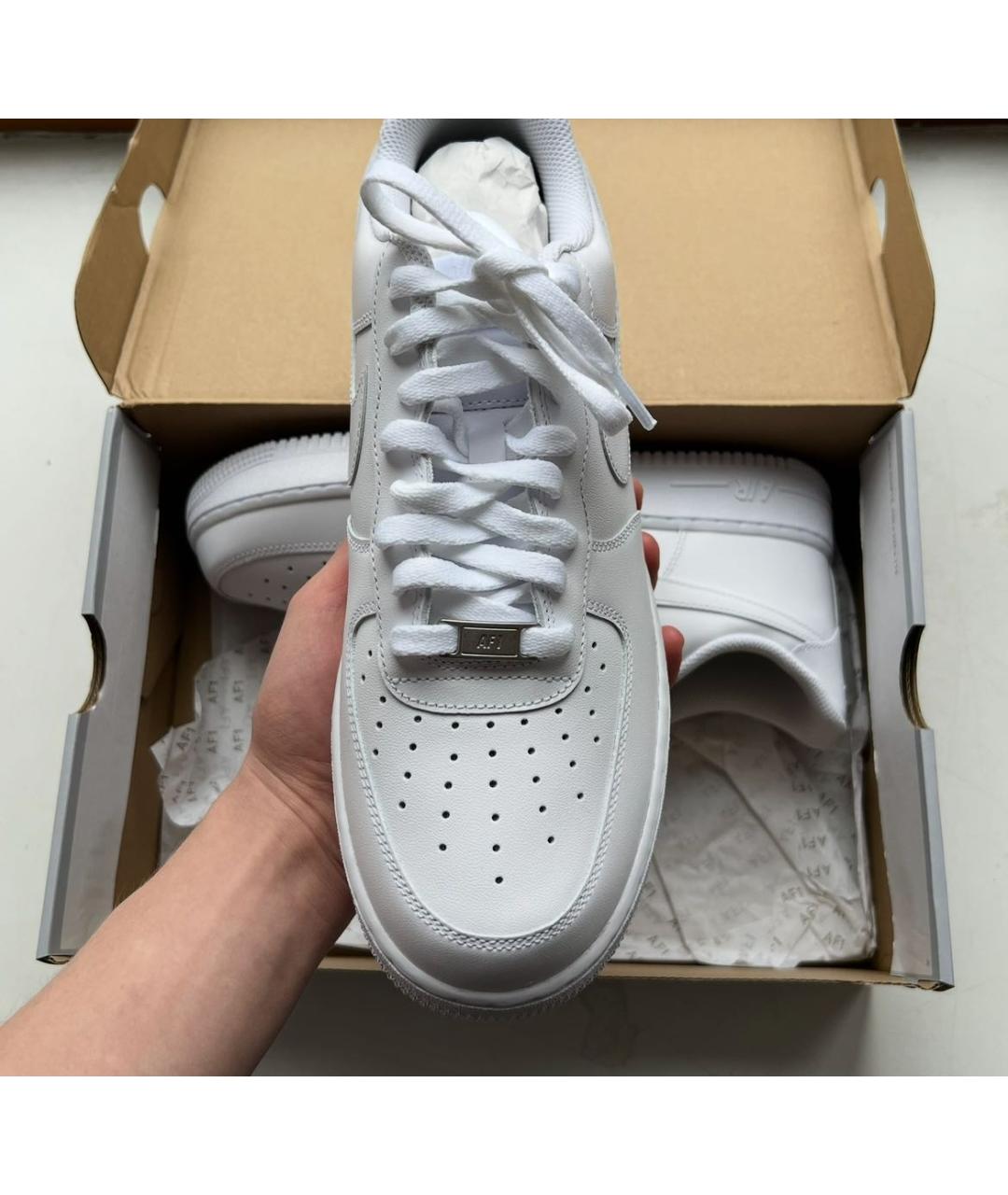 NIKE Белые кожаные низкие кроссовки / кеды, фото 7