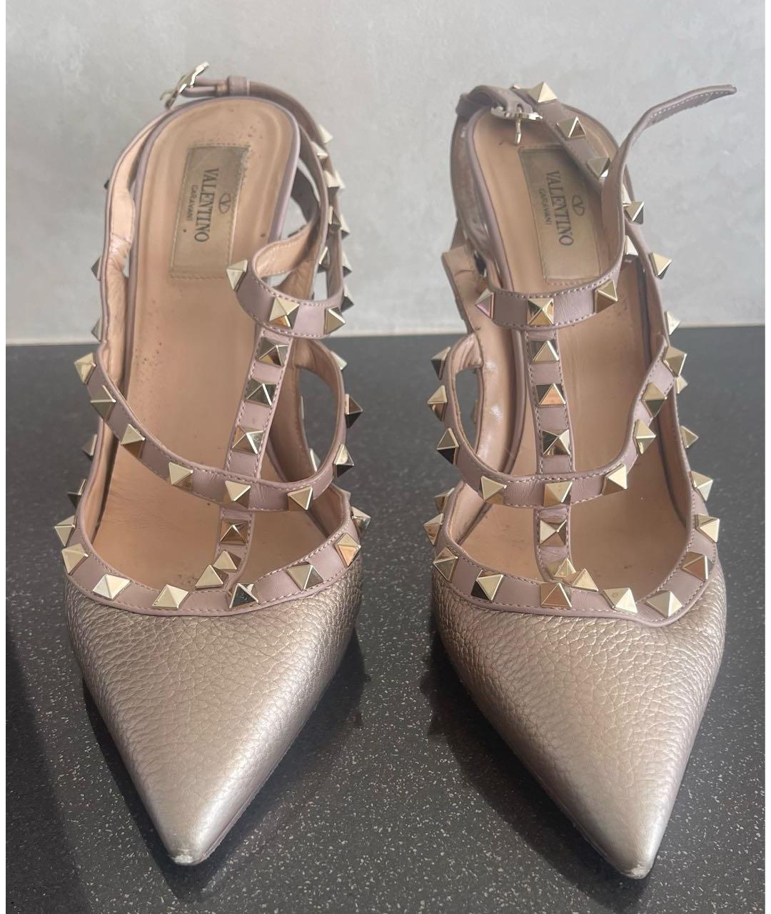 VALENTINO Золотые кожаные туфли, фото 6