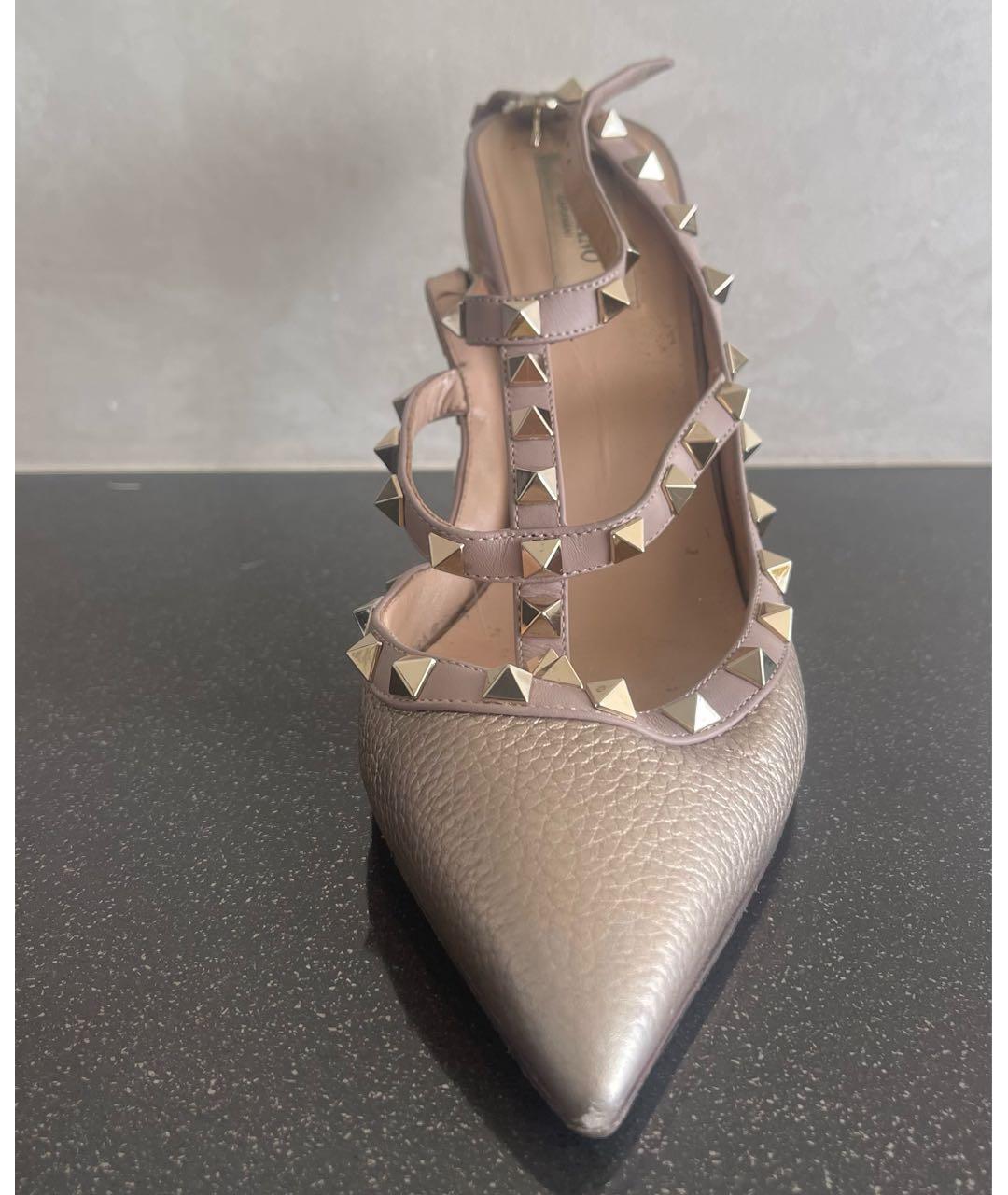 VALENTINO Золотые кожаные туфли, фото 8